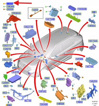 RADAR PRZÓD FORD EDGE FOCUS FIESTA MONDEO TRANSIT 2369174 _ JX7T-9G768-AD