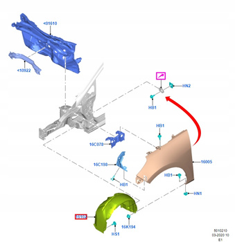 NADKOLE PRZEDNIE PRAWE FORD FIESTA MK8 2017- _ 2568866 _ H1BB-16114-AE