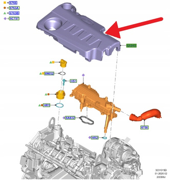 POKRYWA SILNIKA 2.0 ECOBLUE FORD FOCUS KUGA 2020- 2521833 _ JX6Q-6A949-BA