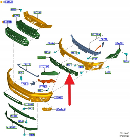 ABSORBER ZDERZAKA PRZEDNIEGO FORD RANGER 2019- 2245427 _ JB3B-17G764-CC