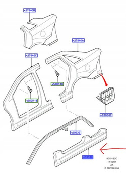 PŁYTA / PRÓG PRAWY FORD FOCUS Mk1 1998-2005 Sedan