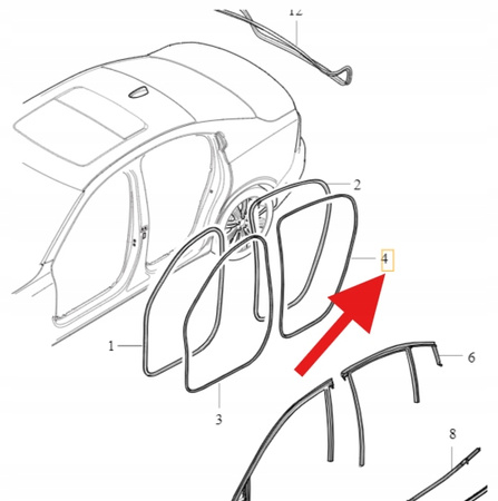 USZCZELKA DRZWI TYŁ LEWA PRAWA VOLVO S60 2019- OE 32328846