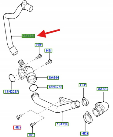 PRZEWÓD UKŁ CHŁODZENIA 2.0 TDCI FORD FOCUS KUGA OE 1256525 _ 3M5Q-9Y438-AA