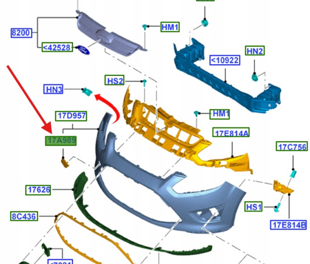 ZAŚLEPKA HAKA ZDERZAKA PRZÓD FORD C-MAX 2010-1686590 _ AM51-17A989-BAXWAA