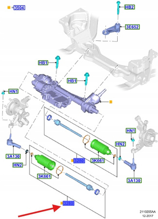 DRĄŻEK KIEROWNICZY FORD MUSTANG MK6 2015- OE 2042348 _ GR3C-3D032-AA