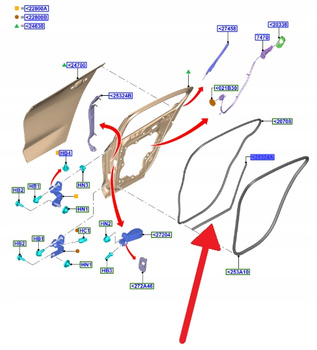 USZCZELKA DRZWI PRAWY TYŁ FORD FOCUS 2018- OE 2207402 _ JX7B-A25304-BC