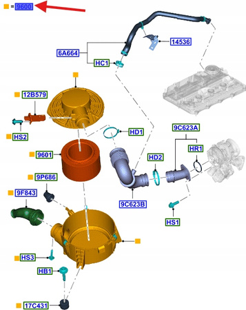 FILTR POWIETRZA KPL. FORD RANGER 2.2TDCI MK5 2011- 2121989 _ AB39-9600-AM