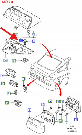 ŚWIATŁO STOP FORD ESCORT 1997- 2001 OE 1057326 _ 98AG-13N408-ED