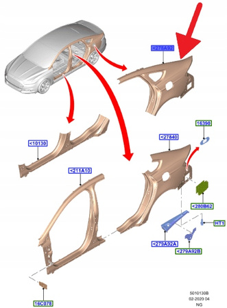 BŁOTNIK PRAWY TYŁ FORD 4D Sedan MONDEO 2014- 2284082 _ DS73-F278A92-CE