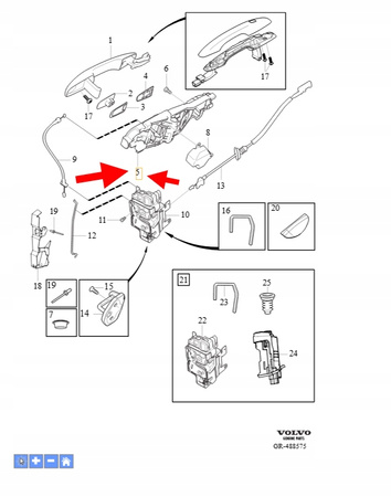 WSPORNIK KLAMKI DRZWI LEWY VOLVO XC90 2016- OEM/OE 31416244