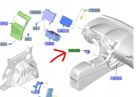 GNIAZDO PORT USB 2 SYNC 3 FORD TRANSIT CONNECT CMAX SMAX GALAXY MONDEO 2016-_2331300_HC3T-14F014-BD