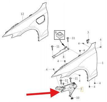 UCHWYT MOCOWANIE BŁOTNIKA LEWY PRZÓD VOLVO S60 V60 2019- OE 31468231