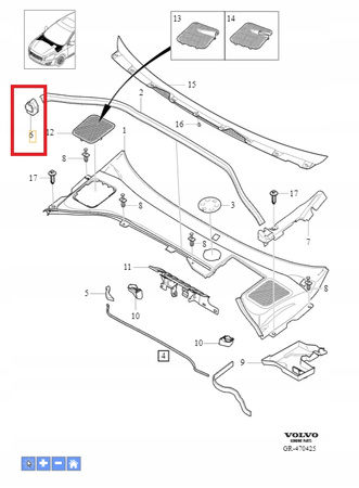 USZCZELKA PIANKA PODSZYBIA PRAWA VOLVO V60 S60 2011- CC OE 31218735