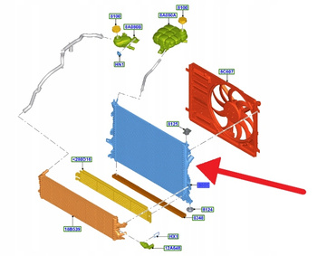 CHŁODNICA WODY 1.0 EB 1.5 TDCI FORD FOCUS 2018- 2258571 _ JX61-8005-AD