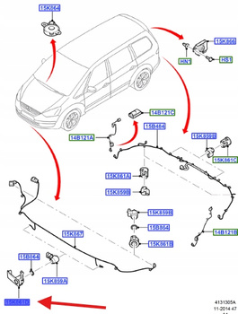UCHWYT CZUJNIKA PARKOWANIA LEWY FORD S-MAX 2006- 1523771 _ 6M2T-15K873-BC