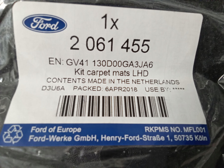 DYWANIKI WELUROWE PRZÓD TYŁ FORD KUGA 2016- 2061455 _ GV41-130D00-GA3JA6