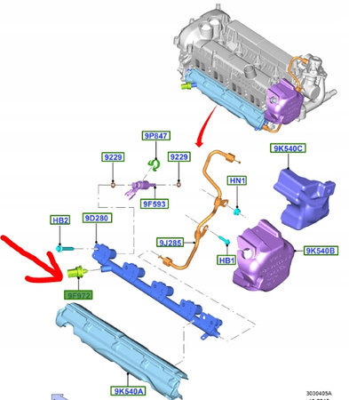 CZUJNIK CIŚNIENIA PALIWA 2.0 2.3 EB FOCUS KUGA 2016- 5255376 _ EJ7E-9F972-AA