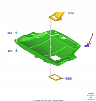OSŁONA DOLNA SILNIKA 1.0 EB FORD FIESTA Mk8 17- PUMA 2330713 _ L1BB-6B629-AA