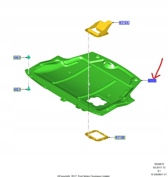OSŁONA DOLNA SILNIKA FORD FIESTA Mk8 PUMA _ 2330713 _ L1BB-6B629-AA
