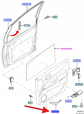 NAKŁADKA WEWN DRZWI LEWA FORD C-MAX 2007- OE 1471518 _ 7M51-24185-CDSME3
