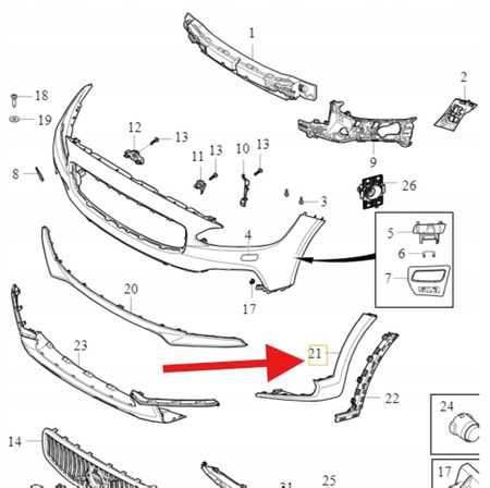 SPOILER DOKŁADKA LEWA ZDERZAKA PRZÓD VOLVO V90 CC 2017- OE 31449326