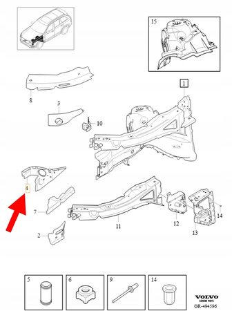 WSPORNIK PODŁUŻNICY PRAWY PRZÓD VOLVO XC90 2016- XC60 S90 S60 OEM32318182