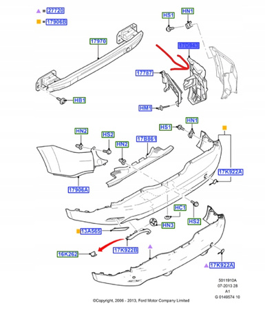 ŚLIZG ZDERZAKA LEWY TYŁ FORD S-MAX Mk1 2010-2015_1712737_AM21-R17E851-AH