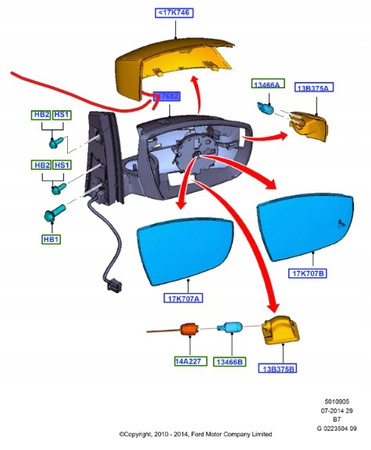 LUSTERKO ZEWNĘTRZNE PRAWE FORD C-MAX Mk2 2010-15 1945470 _ AM51-17682-FL