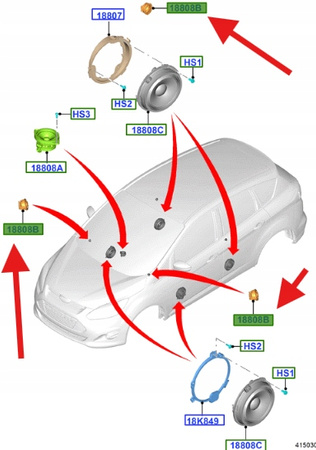 GŁOŚNIK DRZWI FORD GALAXY FOCUS MONDEO 2007- OE 1378460 _ 6M2T-18808-EA