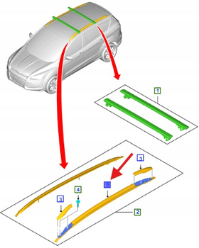 POPRZECZKA BAGAŻNIKA DACH LEWA FORD KUGA MK2 2465304 _ CV44-S550A63-AK57PN