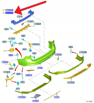 ŚLIZG ZDERZAKA PRAWY TYŁ FORD FOCUS KOMBI 2018- 2217498 _ JX7B-17D980-CB