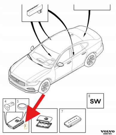 KLUCZYK PILOT DO PROGRAMOWANIA VOLVO S60 S90 V60 V90 XC60 XC90 OE 32425209