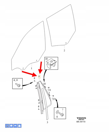 SZYBA DRZWI PRAWY TYŁ ĆWIARTKA VOLVO XC90 2016- OEM/OE 32368763