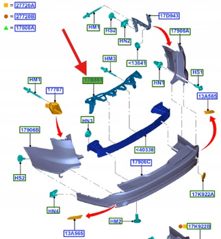 MOCOWANIE ŚRODKOWE ZDERZAKA TYŁ FORD OE FOCUS 1708051 _ BM51-N17B861-AB