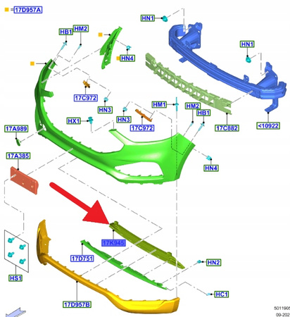 KRATKA DOLNA ZDERZAKA PRZÓD FORD EDGE 2018- OE 2257226 _ KT4B-17K945-BB5YZ9