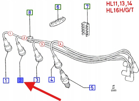 PRZEWÓD ZAPŁONOWY 2 CYLINDRA 1.6 EFI ESCORT 1989- 6592244 _ 89SF-12283-AE