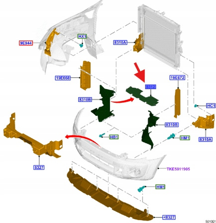 KIEROWNICA POWIETRZA FORD RANGER 2019- 2215489 _ JB3B-8312-AB