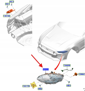 REFLEKTOR PRZEDNI PRAWA STRONA FORD MUSTANG 2017- 2305307 _ JR3B-13005-CK