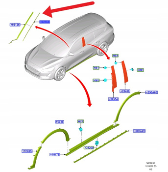 LISTWA SZYBY CZOŁOWEJ PRAWA FORD FOCUS 2018- OE 2421417 _ JX7B-A03178-BA