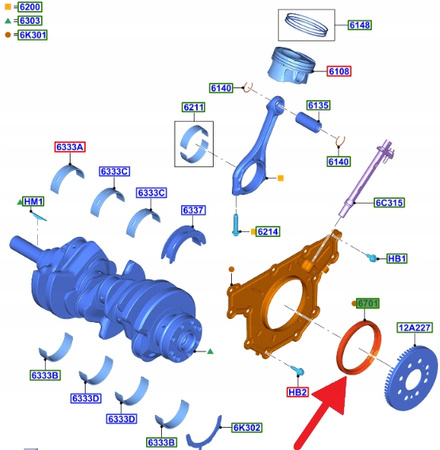 USZCZELKA WAŁU KORBOWEGO TYŁ FORD MUSTANG RANEGR 2093211 _ JR3E-6701-AA