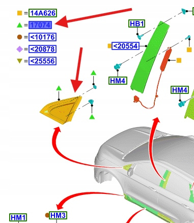 LISTWA TRÓJKĄT LUSTERKA PRAWY EDGE Mk2 2015- 2086595 _ FT4B-17074-AF5JA6