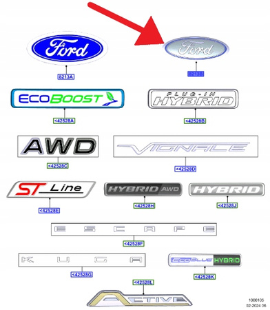 LOGO ZNACZEK KLAPA TYŁ FORD KUGA ESCAPE 2024- 2773628 _ RU5A-402A16-VNB