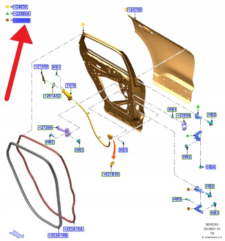 ZAWIAS DOLNY DRZWI LEWY TYŁ FORD FOCUS KUGA 2020- 2315901 _ H1BB-A26811-AD