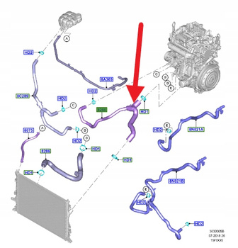 PRZEWÓD CHŁODZENIA WODY 1.5 EB FORD FOCUS 2018- 2442591 _ JX61-8260-EF