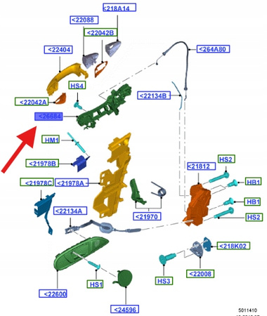 WZMOCNIENIE KLAMKI DRZWI PRAWYCH PRZÓD FIESTA 08- 1819050 _ 8A61-A224A36-CN