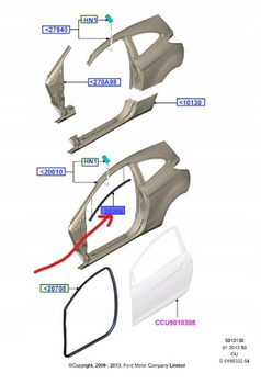 USZCZELKA RAMY LEWA FORD KA Mk2 2013-2016 1814961 _ DS51-20267-AA
