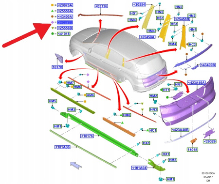 LISTWA DRZWI CHROM PRAWY PRZÓD FORD S-MAX 2015- OE 2042367 _ GM2B-R20848-CC