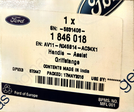 RĄCZKA PASAŻERA PRAWY PRZÓD FORD B-MAX 2012- 1846018 _ AV11-R045B14-AC34X1