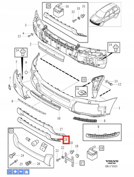 Osłona przedniego zderzaka Volvo XC90 31383720