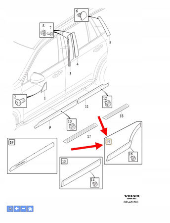 LISTWA BOCZNA DRZWI PRAWY TYŁ VOLVO XC90 2016- OEM/OE 39836873